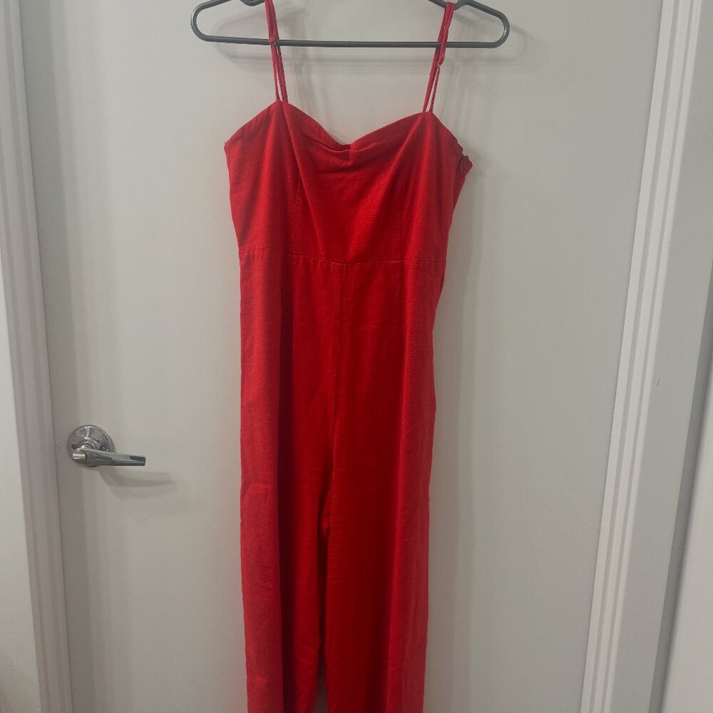 Red Cropped Jumpsuit